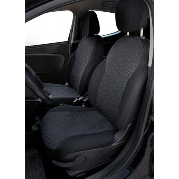 COPRISEDILI ANTERIORI PERSONALIZZATI LANCIA YPSILON 11 TESS. MISTO COTONE NERO/ANTRACITE - immagine 2